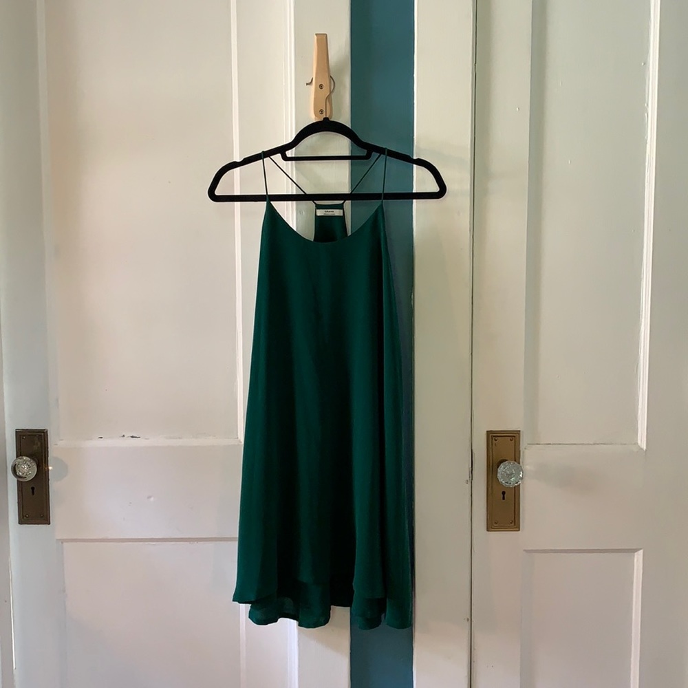āļø GRANA Luxury Lounge Silk Racerback Trapeze Slip Dress, Emerald, XXS - Picture 2 of 7